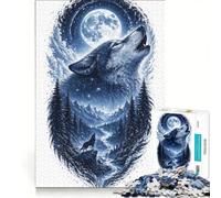 Rompecabezas de 1000 Piezas para Adolescentes El Llamado del Lobo bajo la Luna Juego práctico para divertirse en Familia Ideal para Decorar el Escritorio 50x75cm