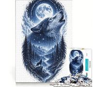 Rompecabezas de 1000 Piezas para Adolescentes El Llamado del Lobo bajo la Luna Juegos Familiares Actividades Divertidas en casa colección de Artistas Bellas Artes 38x26cm