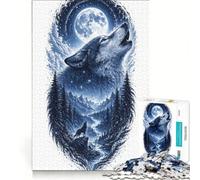 Rompecabezas de 1000 Piezas para Adolescentes El Llamado del Lobo bajo la Luna Un Juego práctico Divertido y con Humor Regalo Ideal para Amigos y Familiares 38x52cm