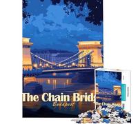 Rompecabezas de 1000 Piezas para Adolescentes El Puente de Las Cadenas de Budapest Ilustración Divertida Juegos adictivos Juguetes para Cultivar la Paciencia Regalos para Hombres y Mujeres Divertido