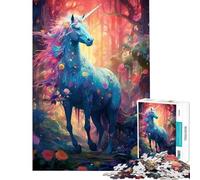 Rompecabezas de 1000 Piezas para Adolescentes El Raro Unicornio Azul Juguetes educativos para Aprender Juego de construcción de Patrones Gran Regalo para los Amantes de los Juegos (tamaño 38x52cm)