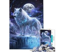 Rompecabezas de 1000 Piezas para Adolescentes El Resplandor del Lobo a la luz de la Luna Rompecabezas para Adultos Juegos Divertidos para Disfrutar en Familia y Reducir el estrés Regalos (38x26cm)