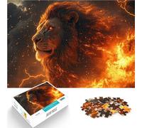 Rompecabezas de 1000 Piezas para Adolescentes El Rey León Ardiente Hecho de cartón para Mayores de 14 años Regalos de decoración del hogar cumpleaños y Navidad tamaño：38x52cm
