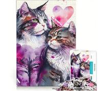 Rompecabezas de 1000 Piezas para Adolescentes: El Romance de una Pareja de Gatos Un Juego práctico, Divertido y con Humor Regalo Ideal para Amigos y Familiares 50x75cm
