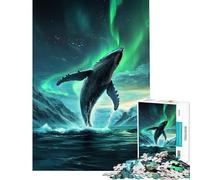 Rompecabezas de 1000 Piezas para Adolescentes El Salto de la Ballena bajo la Aurora Boreal Rompecabezas para Adultos Juegos Divertidos para Toda la Familia Regalos para Reducir el estrés (50x75cm)