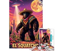 Rompecabezas de 1000 Piezas para Adolescentes El Squatcho Rompecabezas OVNI para Adultos Juego práctico Que Mejora la Memoria cumpleaños y Navidad (Tamaño 38x26cm)