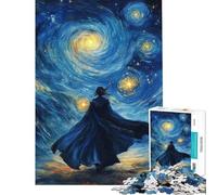 Rompecabezas de 1000 Piezas para Adolescentes El vagabundo de la Noche Estrellada Rompecabezas para Adultos Juguete decoración de Pared patrón de Montaje cumpleaños y Navidad