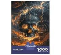 Rompecabezas De 1000 Piezas para Adolescentes Electric Storm Skull Art Print Rompecabezas para Adultos Juego Práctico Decoración Gran Regalo para Jugar 52x38cm/1000pcs