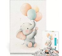 Rompecabezas de 1000 Piezas para Adolescentes: Elefante Adorable con Globos, Juego Imposible, interacción Entre Padres e Hijos, cumpleaños 50x75cm