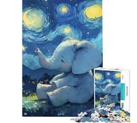 Rompecabezas de 1000 Piezas para Adolescentes Elefante bajo un Cielo Estrellado Ayuda a ejercitar el Cerebro el análisis y la lógica Juegos educativos para Mayores de 14 años (38x26cm)