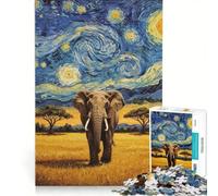 Rompecabezas de 1000 Piezas para Adolescentes: Elefante bajo un Cielo Estrellado, Juego Educativo, decoración de Pared, 50x75cm