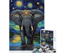 Rompecabezas de 1000 Piezas para Adolescentes Elefante bajo un Cielo Estrellado Juego Familiar Regalos para Mujeres Juguete Decorativo para la Pared Juego desafiante Regalos (38x26cm)