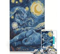 Rompecabezas de 1000 Piezas para Adolescentes: Elefante bajo un Cielo Estrellado, Juguete Educativo, desafío exigente, 38x26cm