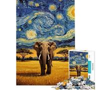 Rompecabezas de 1000 Piezas para Adolescentes Elefante bajo un Cielo Estrellado Rompecabezas para Adultos Juegos relajantes Que mejoran la Memoria Ideal para cumpleaños y Navidad (tamaño 38x26cm)