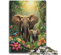 Rompecabezas de 1000 Piezas para Adolescentes, Elefante de la Selva, Rompecabezas de 1000 Piezas, Interesante interacción Entre Padres e Hijos para Reducir el estrés (75x50cm)