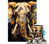 Rompecabezas de 1000 Piezas para Adolescentes Elefante Dorado Vibrante Juguete para decoración de Pared Carrera de Velocidad Manual Ayuda a ejercitar el Cerebro (tamaño 38x52cm)