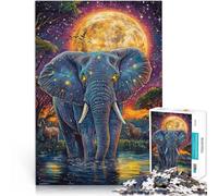 Rompecabezas de 1000 Piezas para Adolescentes Elefante, el Rey del Bosque Desafiante Difícil Decoración hogar 38x26cm