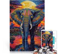 Rompecabezas de 1000 Piezas para Adolescentes Elefante, el Rey del Bosque Desafiante Difícil Toda la Familia. 75x50cm