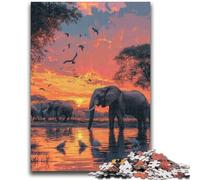 Rompecabezas de 1000 Piezas para Adolescentes, Elefantes africanos, para Mayores de 14 años, Juego Imposible, Regalo de cumpleaños de Navidad, 50x75cm