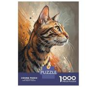 Rompecabezas De 1000 Piezas para Adolescentes Elegant Bengal Cat Portrait Rompecabezas para Adultos Juego De Ingenio Análisis Y Lógica Actividades Divertidas En Casa, 70x50cm/1000pcs