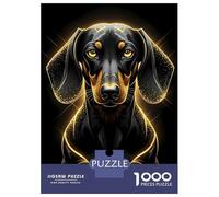 Rompecabezas De 1000 Piezas para Adolescentes Elegant Dachshund Portrait with Golden Accents Rompecabezas para Adultos Juguetes De Bricolaje Desafío Difícil Cumpleaños 70x50cm/100