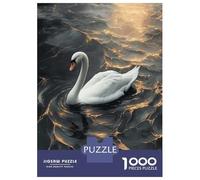 Rompecabezas De 1000 Piezas para Adolescentes Elegant Swan on Golden Water Rompecabezas para Adultos Juegos Relajantes Decoración Desafío Educativo 70x50cm/1000pcs
