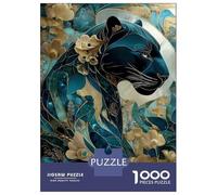 Rompecabezas De 1000 Piezas para Adolescentes Elegant Teal and Gold Panther Art Rompecabezas para Adultos Juego Familiar Corte De Precisión Regalo De Cumpleaños, Regalos, 70x50cm/1000pcs