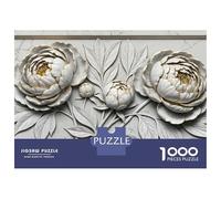 Rompecabezas De 1000 Piezas para Adolescentes Elegant White and Gold Floral Relief Rompecabezas para Adolescentes Juegos Relajantes para La Diversión Familiar Juego Desafiante Regalos 38x26cm/1000pcs