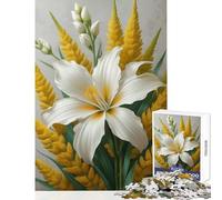 Rompecabezas de 1000 Piezas para Adolescentes Elegante Lirio Blanco con Detalles Amarillos Juguete Educativo Regalo de cumpleaños Juego práctico con póster a Juego y Hoja de Trivia tamaño 38x26cm