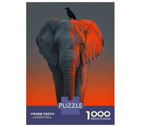 Rompecabezas De 1000 Piezas para Adolescentes Elephant and Crow with Orange Overlay Rompecabezas para Adolescentes Juguetes Antiestrés Difícil Gran Regalo para Jugar 52x38cm/1000pcs