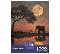 Rompecabezas De 1000 Piezas para Adolescentes Elephant at Sunset Painting Rompecabezas para Adultos Juegos Relajantes Decoración del Hogar Actividades Divertidas En Casa 70x50cm/1000pcs
