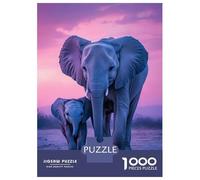 Rompecabezas De 1000 Piezas para Adolescentes Elephant Family at Sunset Rompecabezas para Adultos Juguete Decoración De Pared Decoración De Pared Juego Desafiante Regalos 52x38cm/1000pcs