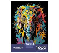 Rompecabezas De 1000 Piezas para Adolescentes Elephant Head Graffiti Rompecabezas para Adultos Juegos De Relajación Ensamblaje De Patrones Diversión En Casa Actividades, 70x50cm/1000pcs