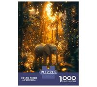Rompecabezas De 1000 Piezas para Adolescentes Elephant in A Golden Jungle Rompecabezas Juego De Ingenio Decoración De Pared Regalos De Cumpleaños Y Únicos 52x38cm/1000pcs