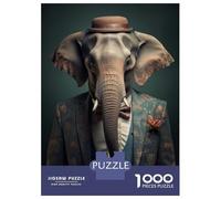 Rompecabezas De 1000 Piezas para Adolescentes Elephant in Boho Suit Rompecabezas para Adultos Juegos Relajantes Decoración Desafío Educativo 38x26cm/1000pcs