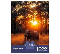 Rompecabezas De 1000 Piezas para Adolescentes Elephant in Golden Sunset Rompecabezas para Adultos Juguete Decoración De Pared Mejora La Memoria Desafío Educativo 70x50cm/1000pcs