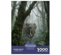 Rompecabezas De 1000 Piezas para Adolescentes Elephant in Misty Jungle Rompecabezas para Adultos Juguete Decoración De Pared Decoración Cumpleaños, Navidad 38x26cm/1000pcs