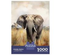 Rompecabezas De 1000 Piezas para Adolescentes Elephant in Savanna Watercolor Rompecabezas Juego Práctico Mejora La Memoria Oferta como Regalo para Toda La Familia 38x26cm/1000pcs