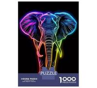 Rompecabezas De 1000 Piezas para Adolescentes Elephant Neon Animal Rompecabezas para Adultos Juguete Decoración De Pared Decoración Cumpleaños, Navidad 38x26cm/1000pcs