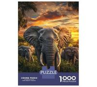 Rompecabezas De 1000 Piezas para Adolescentes Elephant Sunset Majesty Rompecabezas para Adultos Juegos De Relajación Desafío Difícil Desafío Educativo 52x38cm/1000pcs