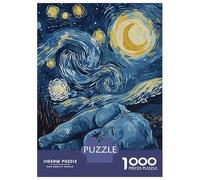 Rompecabezas De 1000 Piezas para Adolescentes Elephant Under Starry Night Sky Rompecabezas para Adolescentes Juguetes Antiestrés Regalos para Mujeres Regalos para Reducir El Estrés 52x38cm/1000pcs