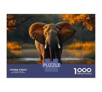 Rompecabezas De 1000 Piezas para Adolescentes Elephant Wading in Water at Sunset Rompecabezas para Adultos Juegos Relajantes Que Mejoran La Memoria Regalos para Reducir El Estrés 52x38cm/1000pcs