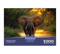 Rompecabezas De 1000 Piezas para Adolescentes Elephant Wading Through Golden River Rompecabezas para Adultos Juegos Relajantes Que Mejoran La Memoria Regalos para Reducir El Estrés 70x50cm/1000pcs