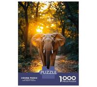 Rompecabezas De 1000 Piezas para Adolescentes Elephant Walking Through Forest at Sunset Rompecabezas para Adultos Juegos Relajantes Decoración del Hogar Actividades Divertidas En Casa 38x26cm/1000pcs