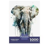 Rompecabezas De 1000 Piezas para Adolescentes Elephant Watercolor Rompecabezas para Adultos Juego Práctico Decoración del Hogar Cumpleaños Y Navidad 70x50cm/1000pcs