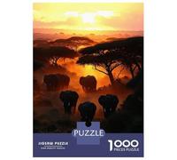 Rompecabezas De 1000 Piezas para Adolescentes Elephants at Sunset in African Savannah Rompecabezas para Adultos Juegos Familiares Corte De Precisión Regalos Y Cumpleaños Únicos 70x50cm/1000pcs
