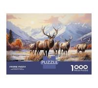 Rompecabezas De 1000 Piezas para Adolescentes Elk in Winter Landscape Rompecabezas para Adultos Juego Familiar Decoración del Hogar Cumpleaños Y Navidad 38x26cm/1000pcs