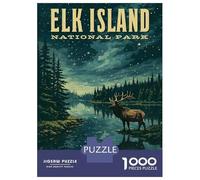 Rompecabezas De 1000 Piezas para Adolescentes Elk Island National Park Vintage Rompecabezas para Adultos Juegos Familiares Vacaciones En Casa Matar El Tiempo Difícil Y Desafiante 52x38cm/1000pcs