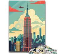Rompecabezas de 1000 Piezas para Adolescentes: Empire State Building Skyline, con póster y Hoja de Trivia a Juego para Mayores de 14 años (50x75cm)