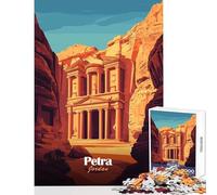 Rompecabezas de 1000 Piezas para Adolescentes en Petra Jordania Juguetes antiestrés Regalos para Mujeres y Hombres Juegos Familiares Interesante para Reducir el estrés Tamaño 38x52cm
